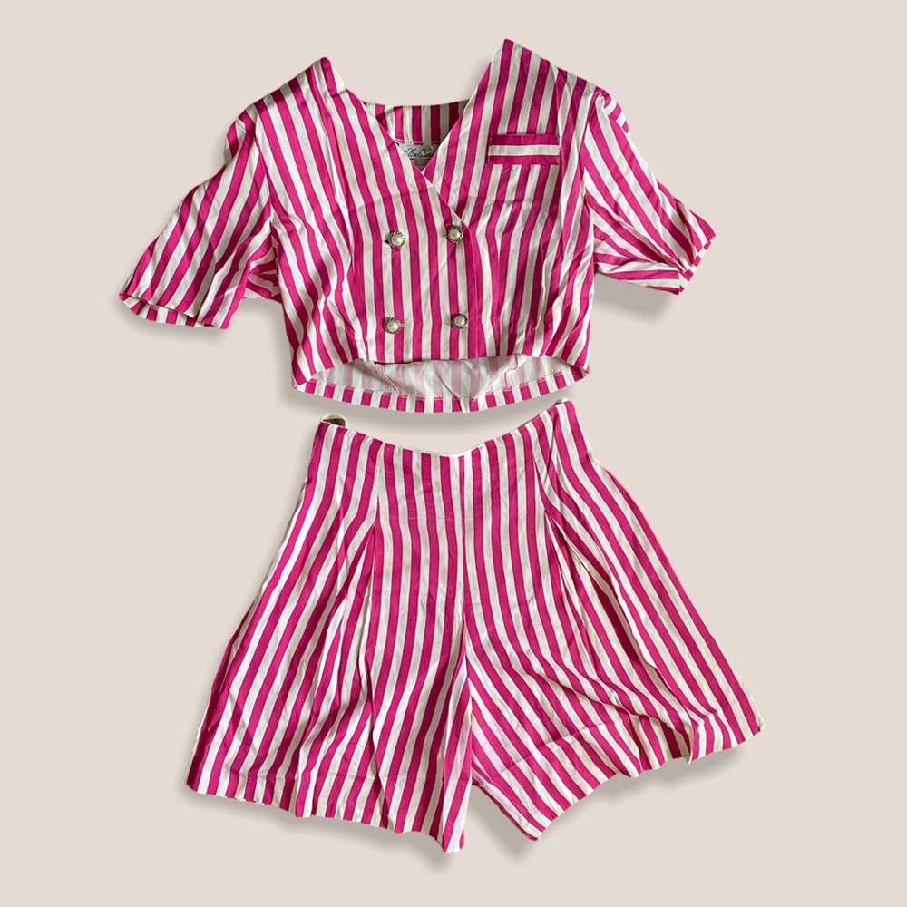 Vintage striped shirt/short set